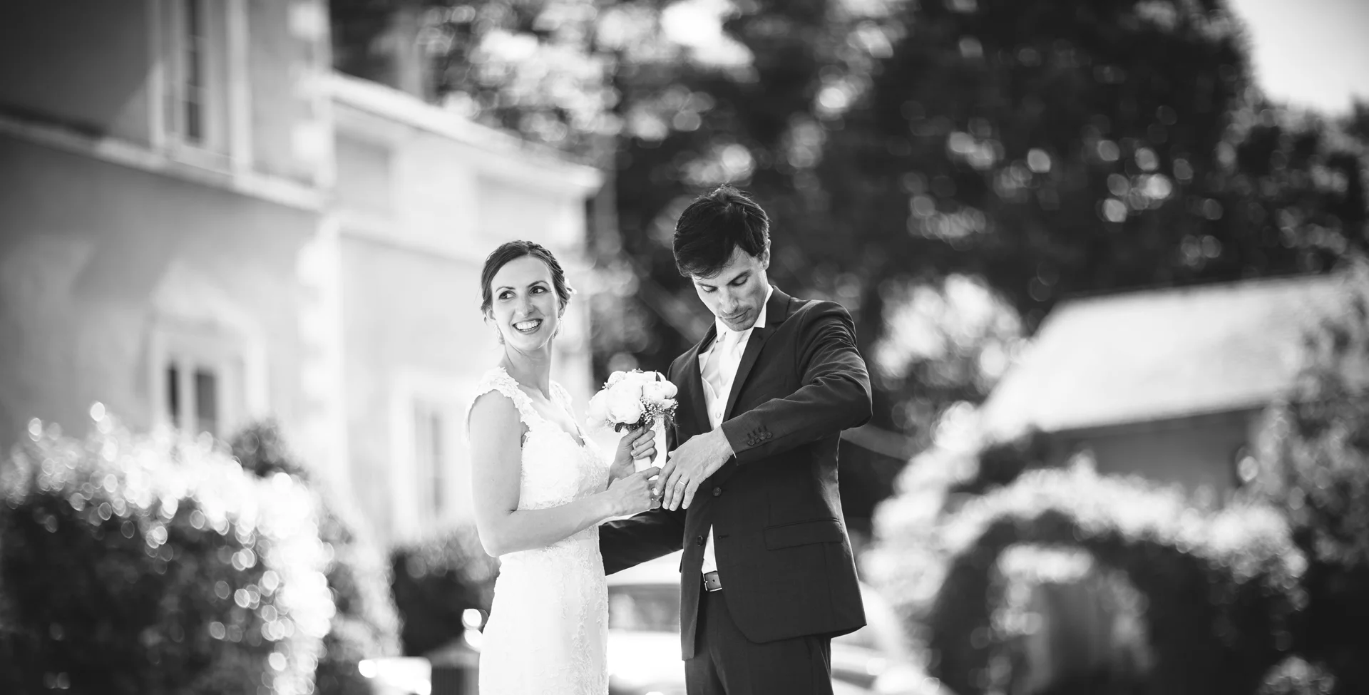 Portrait mariage couple noir blanc